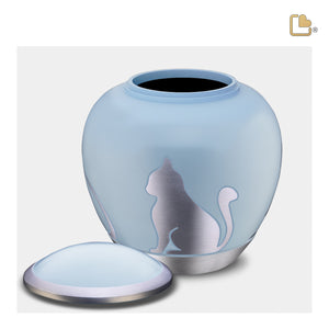 Shadow Medium Cat Pet Urn Blue & Bru Pewter