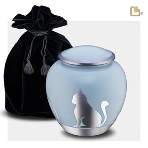 Shadow Medium Cat Pet Urn Blue & Bru Pewter