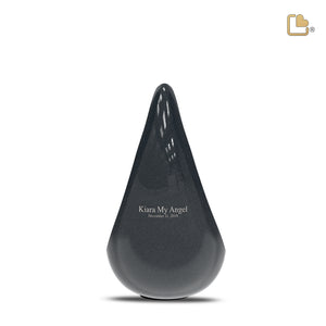 Medium TearDrop Brushed Pewter Midnight Cremation Urn