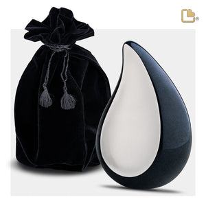 Medium TearDrop Brushed Pewter Midnight Cremation Urn