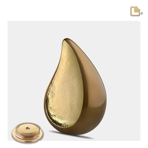 Medium TearDrop Hammered Gold Bronze Cremation Urn