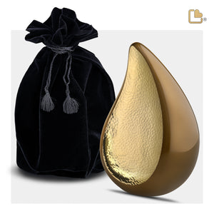 Medium TearDrop Hammered Gold Bronze Cremation Urn