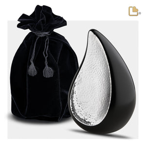 Medium TearDrop Hammered Silver Cremation Urn