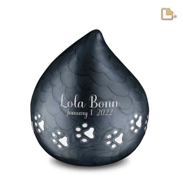 LoveDrop Large Pet Urn Pearl Midnight & Bru Pewter