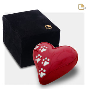 LovePaws Heart Pearlesecent Red Keepsake Pet Cremation Urn