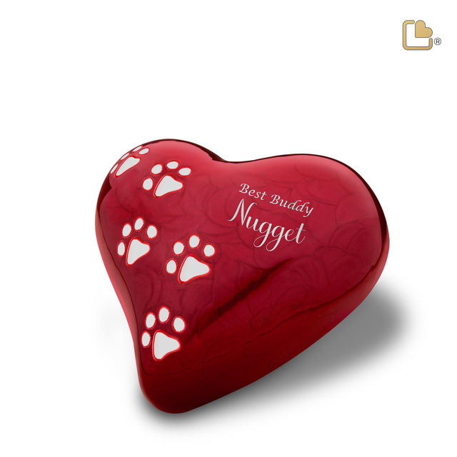 LovePaws Heart Pearlesecent Red Large Pet Cremation Urn