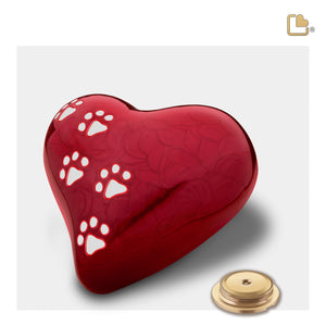 LovePaws Heart Pearlesecent Red Large Pet Cremation Urn