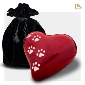 LovePaws Heart Pearlesecent Red Large Pet Cremation Urn