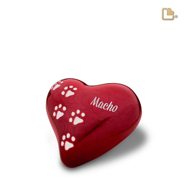 LovePaws Heart Pearlesecent Red Medium Pet Cremation Urn