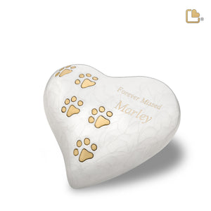 LovePaws Heart Pearlesecent White Large Pet Cremation Urn