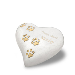 LovePaws Heart Pearlesecent White Large Pet Cremation Urn