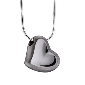 Leaning Heartª Two Tone Ruthenium Plated Sterling Silver Cremation Pendant