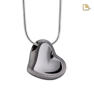 Leaning Heartª Two Tone Ruthenium Plated Sterling Silver Cremation Pendant