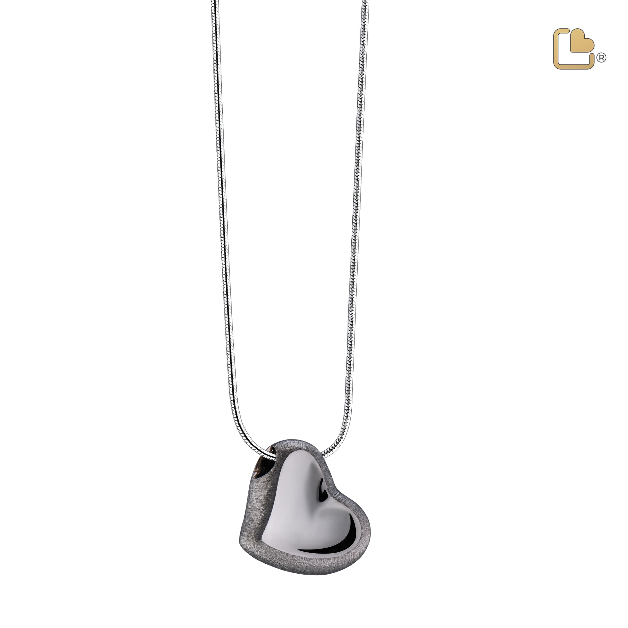 Leaning Heartª Two Tone Ruthenium Plated Sterling Silver Cremation Pendant