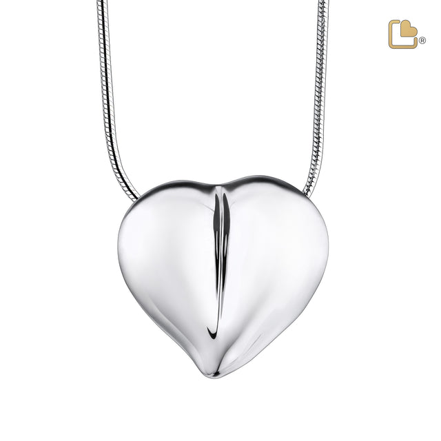 LoveHeartª Rhodium Plated Sterling Silver Cremation Pendant