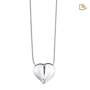 LoveHeart Rhodium Plated Sterling Silver Cremation Pendant