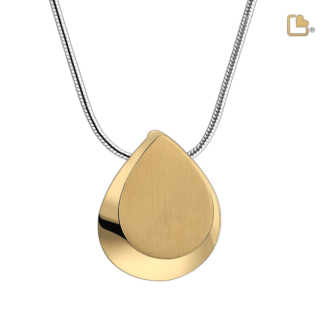 Drop Ashes Pendant Polished & Brushed Gold Vermeil