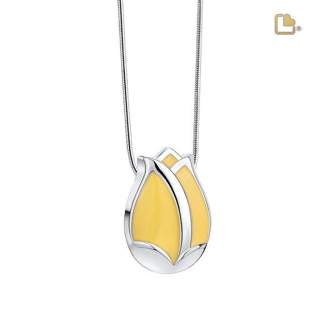 Tulipª Ashes Pendant Pearl Yellow & Polished Silver