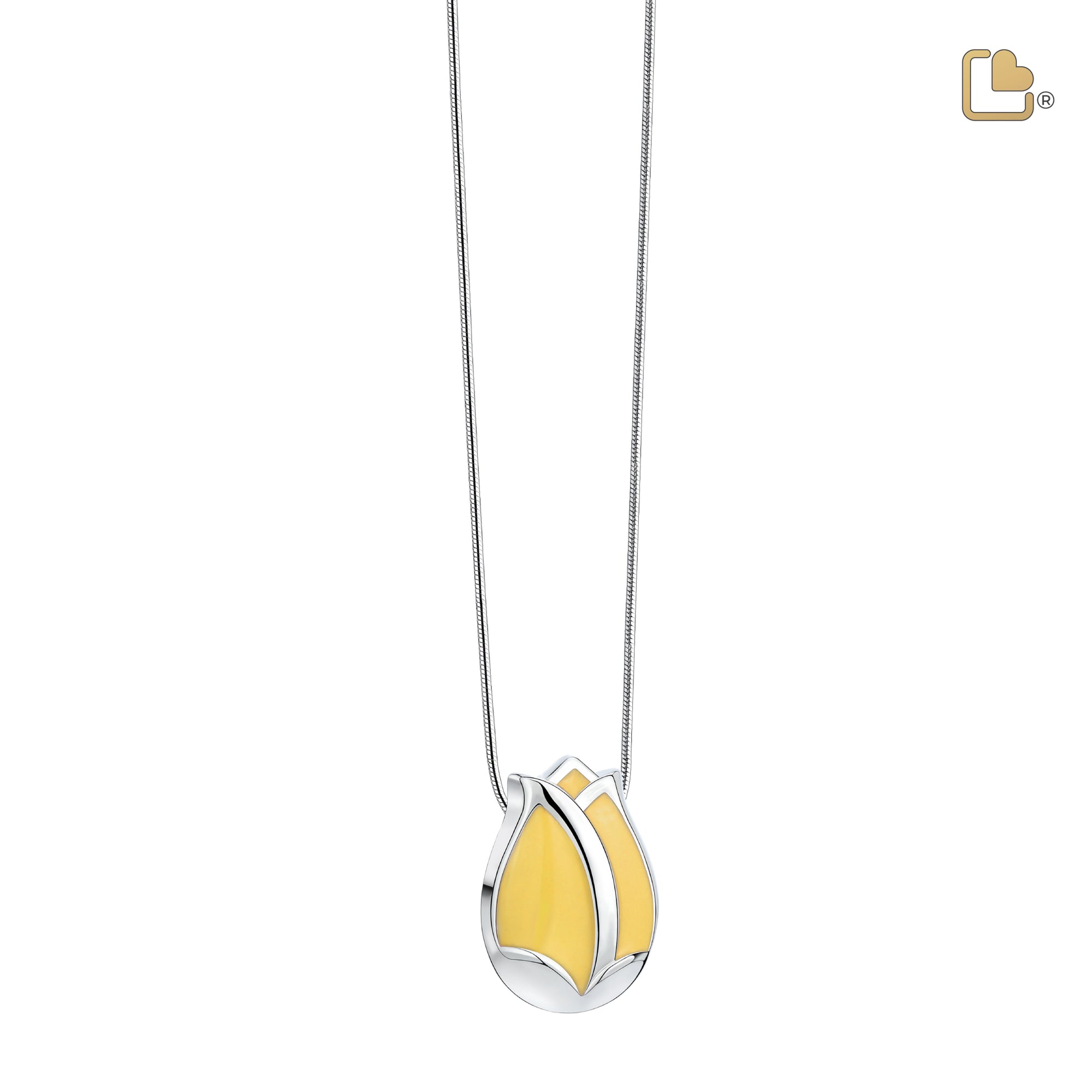 Tulipª Ashes Pendant Pearl Yellow & Polished Silver