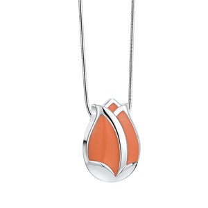 Tulipª Ashes Pendant Pearl Orange & Polished Silver