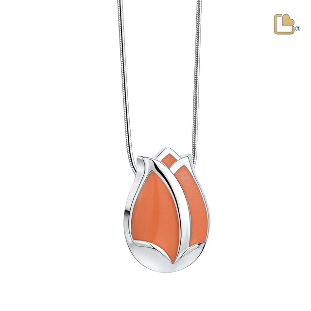 Tulipª Ashes Pendant Pearl Orange & Polished Silver