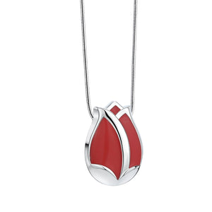 Tulipª Ashes Pendant Pearl Red & Polished Silver