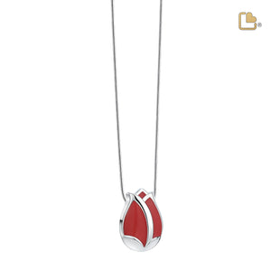 Tulipª Ashes Pendant Pearl Red & Polished Silver