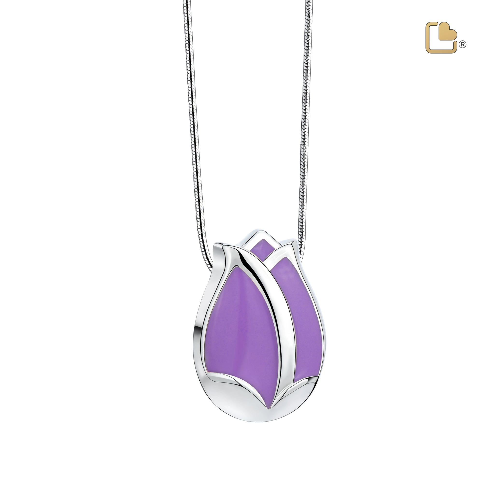 Tulipª Ashes Pendant Pearl Purple & Polished Silver