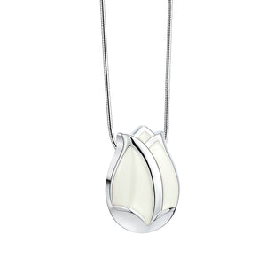 Tulipª Ashes Pendant Pearl White & Polished Silver