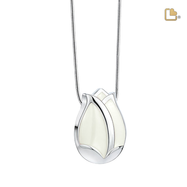 Tulipª Ashes Pendant Pearl White & Polished Silver