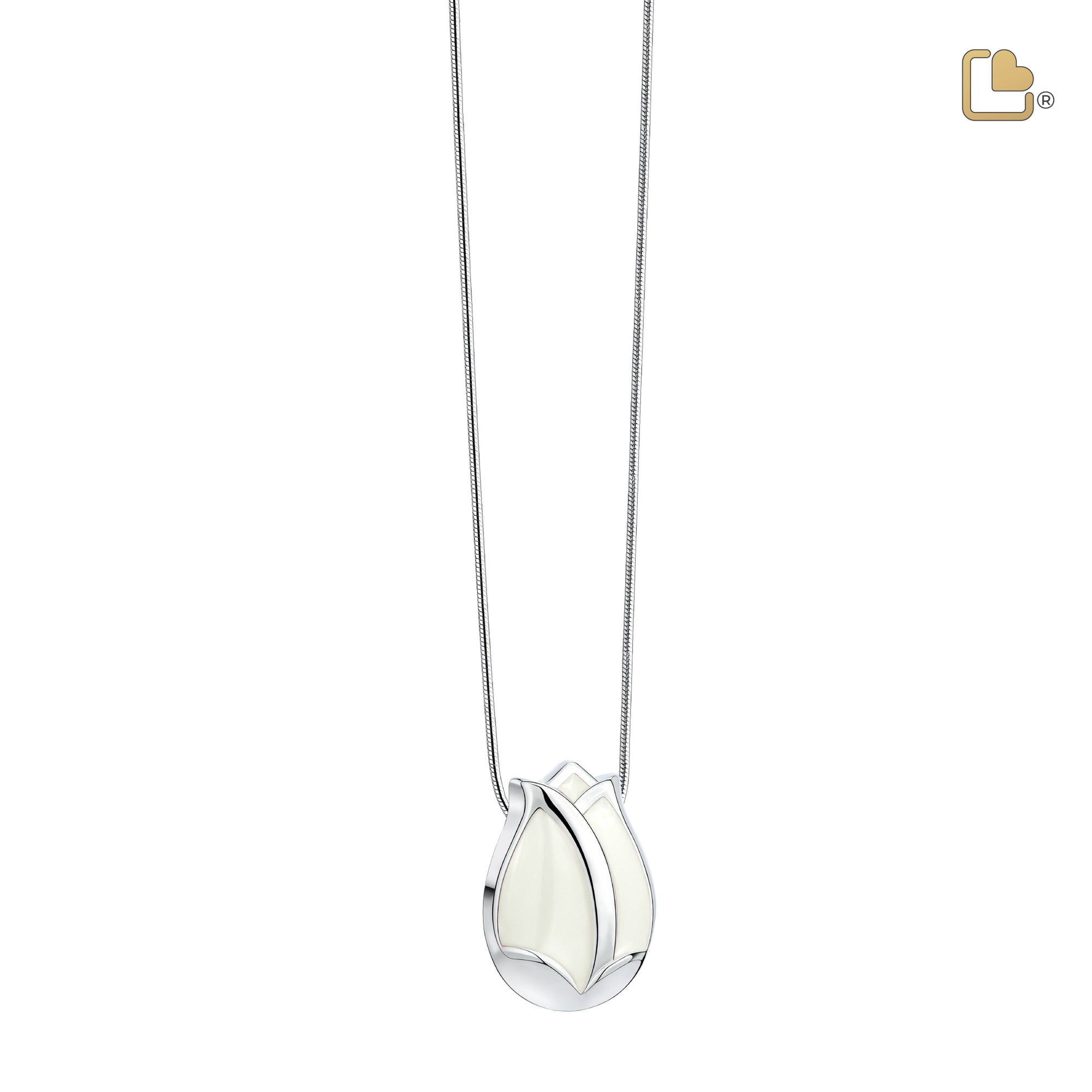 Tulipª Ashes Pendant Pearl White & Polished Silver