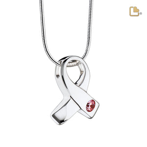 Awarenessª with Pink Crystal Sterling Silver Cremation Pendant