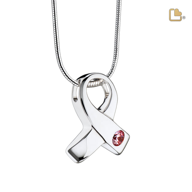 Awarenessª with Pink Crystal Sterling Silver Cremation Pendant