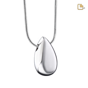 Drop Rhodium Plated Sterling Silver Cremation Pendant