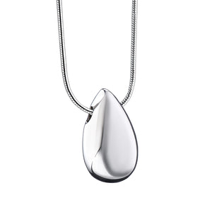 Drop Rhodium Plated Sterling Silver Cremation Pendant