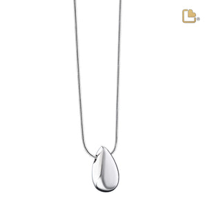 Drop Rhodium Plated Sterling Silver Cremation Pendant