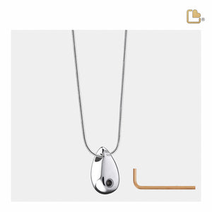 Drop Rhodium Plated Sterling Silver Cremation Pendant