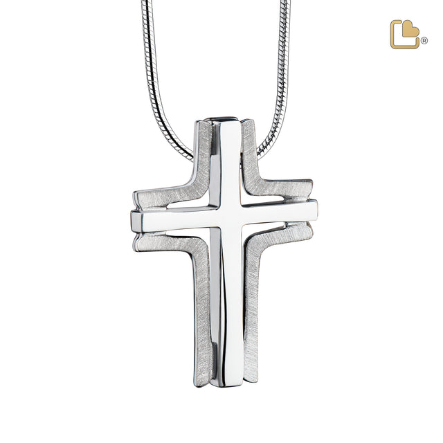 Cross Elegantª Two Tone Sterling Silver Cremation Pendant