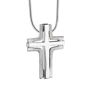 Cross Elegantª Two Tone Sterling Silver Cremation Pendant