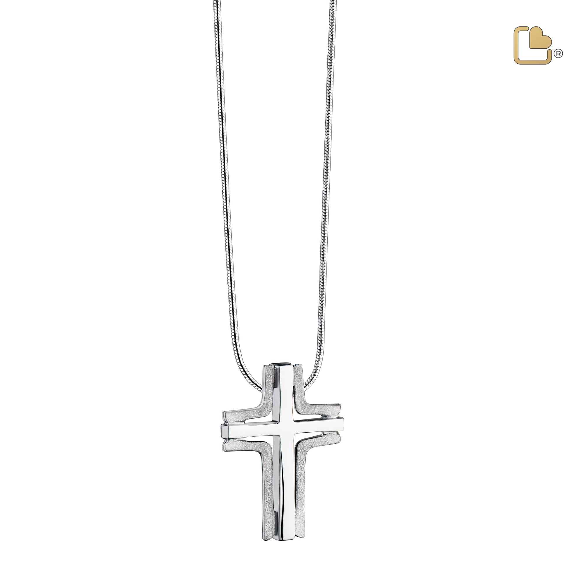 Cross Elegantª Two Tone Sterling Silver Cremation Pendant