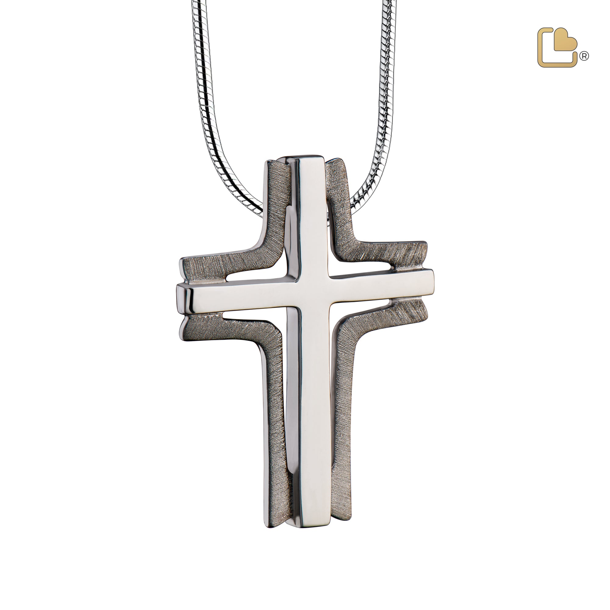 Cross Elegantª Two Tone Sterling Silver Cremation Pendant