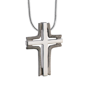 Cross Elegantª Two Tone Sterling Silver Cremation Pendant