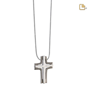 Cross Elegantª Two Tone Sterling Silver Cremation Pendant