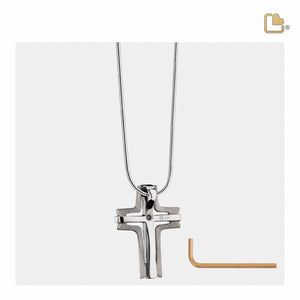 Cross Elegantª Two Tone Sterling Silver Cremation Pendant