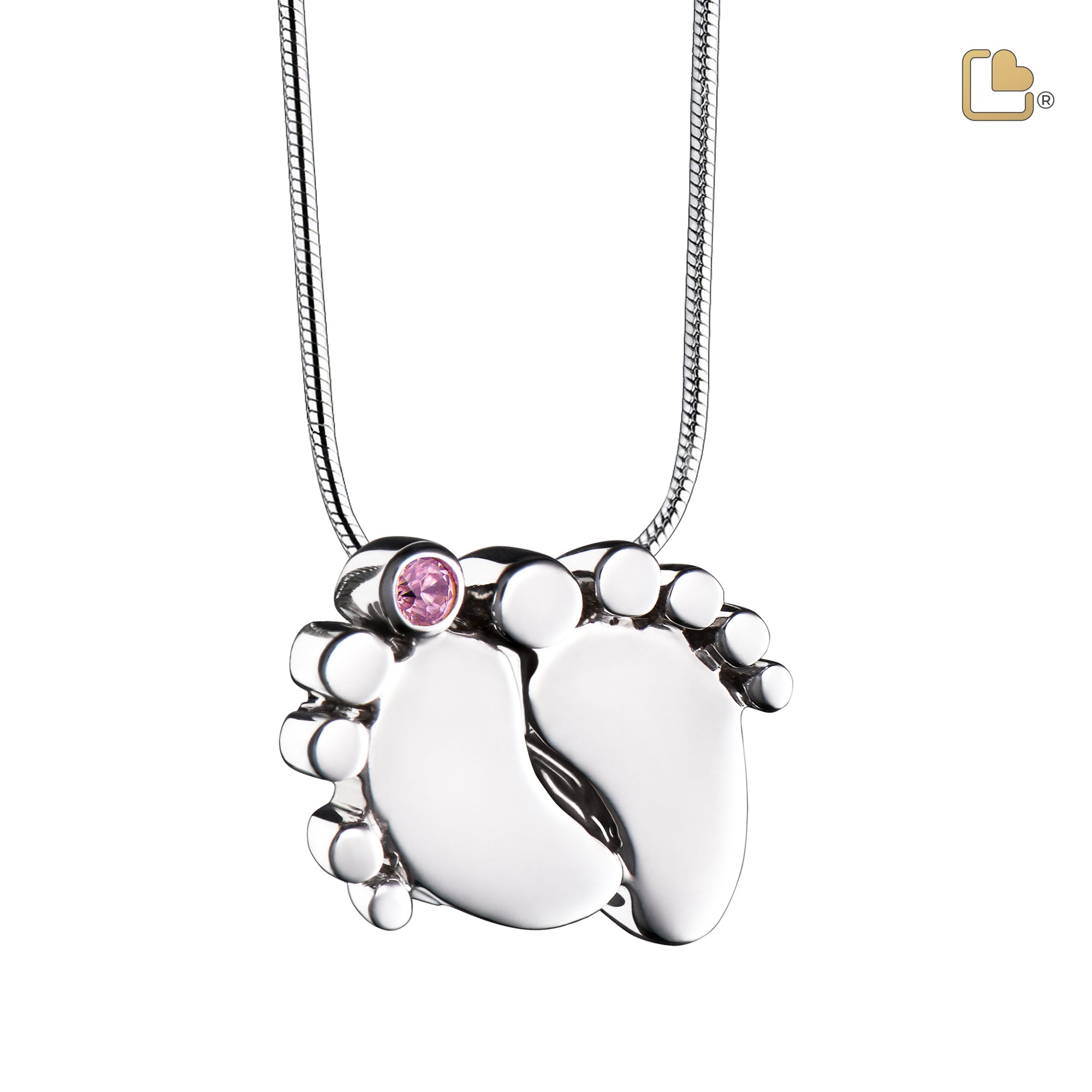 Baby Feetª Pink Crystal Sterling Silver Cremation Pendant