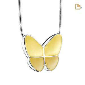 Wings of Hope Pearl Yellow Butterfly Sterling Silver Cremation Pendant