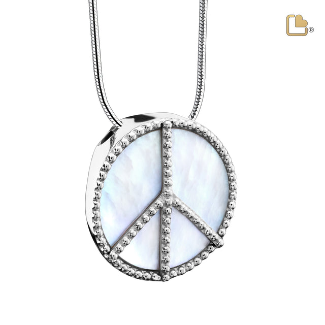 Peaceª Mother of Pearl Sterling Silver Cremation Pendant