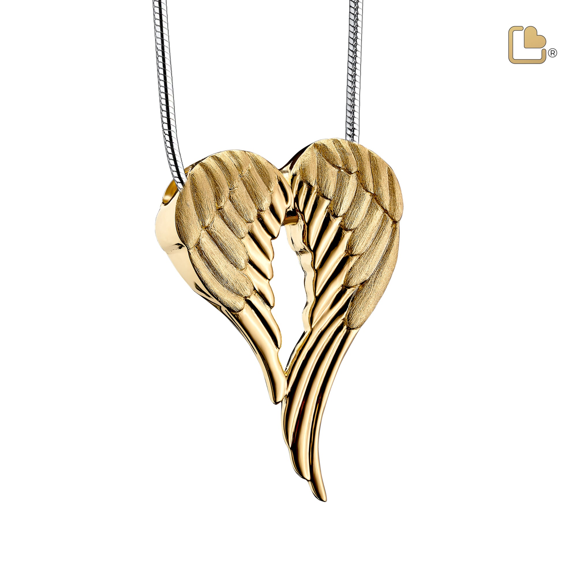 Angel Wingsª Gold Vermeil Two Tone Sterling Silver Cremation Pendant - COMFORT™ by LoveUrns®