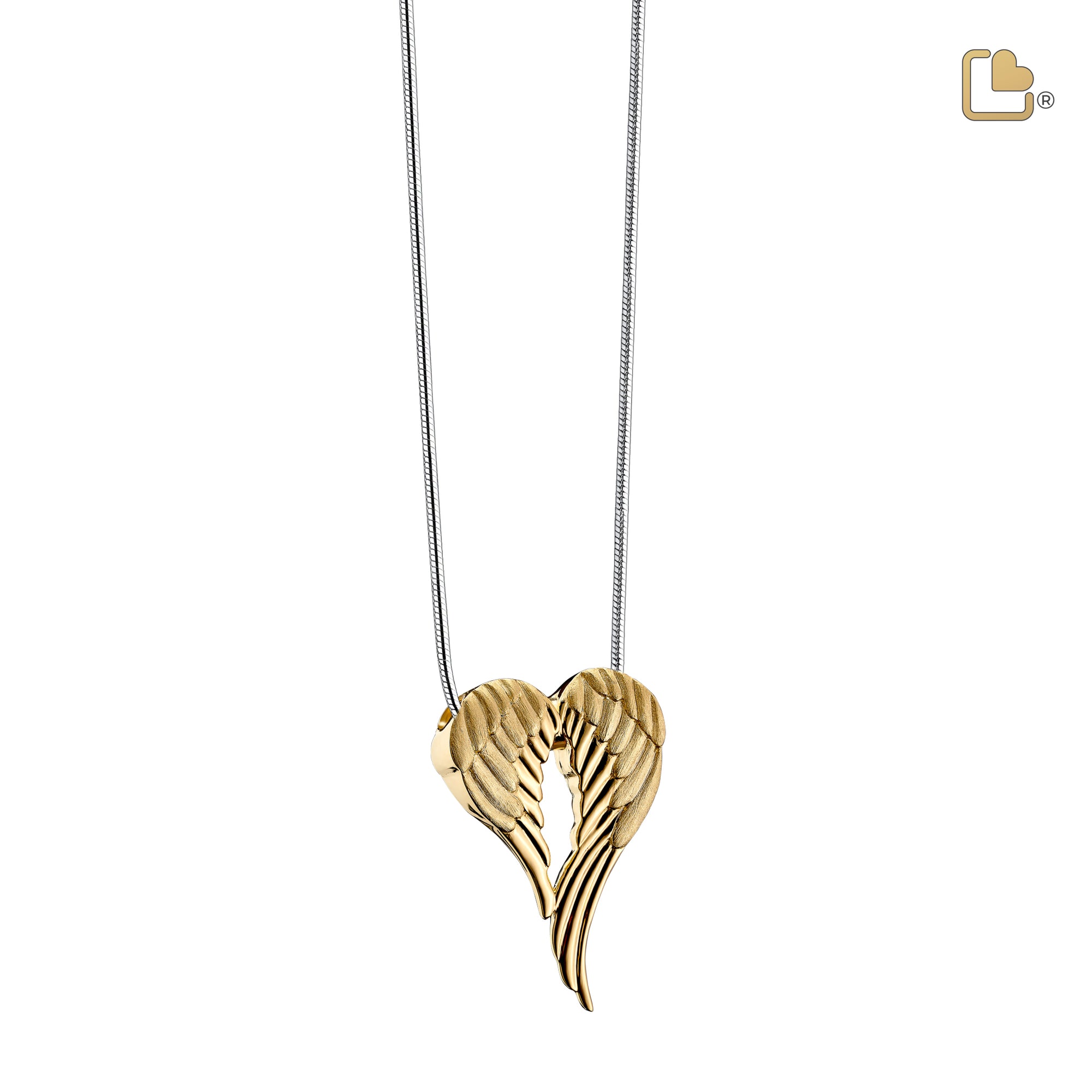 Angel Wingsª Gold Vermeil Two Tone Sterling Silver Cremation Pendant - COMFORT™ by LoveUrns®