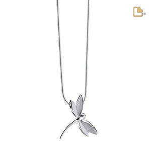 Dragonfly Two Tone Sterling Silver Cremation Pendant